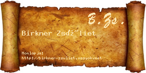 Birkner Zsüliet névjegykártya